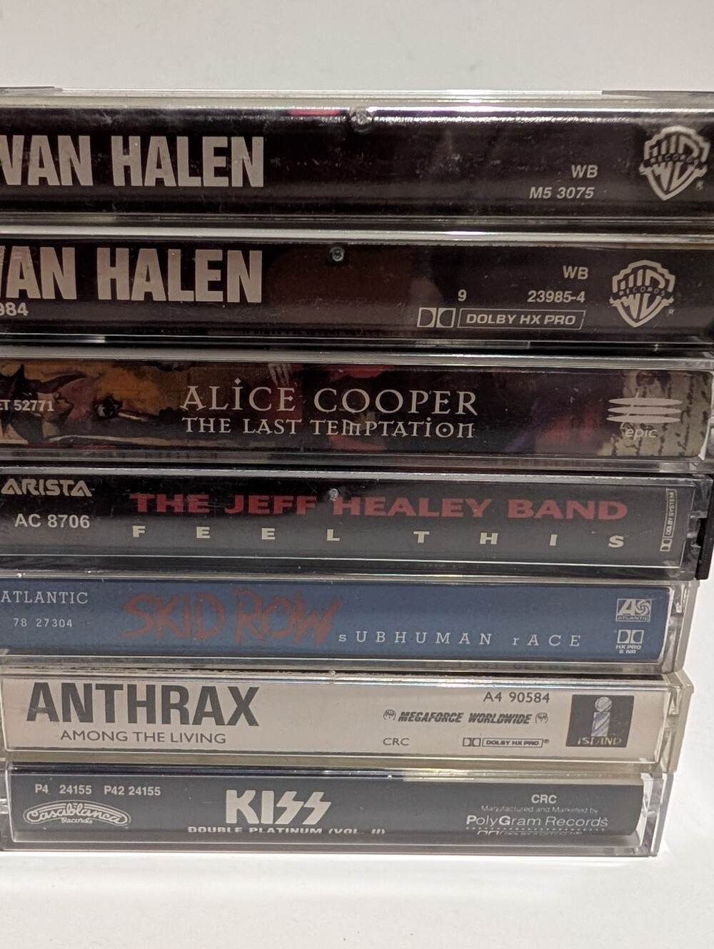 Vtg Lot Of 7 Heavy Metal Rock Cassettes Alice Cooper Anthrax Van Halen Kiss
